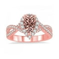 thumbnail image 2 of Design 1.50 Carat Pear cut Morganite and Diamond Halo Engagement Ring in 14k Rose Gold morganite & diamond engagement ring, 2 of 3