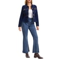 thumbnail image 2 of INSPIRE CHIC Women's Denim Peplum Jacket Casual Button Down Long Sleeve with Pockets Stretchy Ruffle Jean Jackets XL Black Blue, 2 of 6
