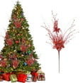 thumbnail image 2 of 32in Christmas Decorative Branch – Glittered Long Stem with Berries & Sequins – Gold Powder Party Picks for Holiday Centerpieces, Vases, Wreaths, 2 of 5