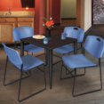thumbnail image 3 of Regency Kahlo 36 in. Square Breakroom Table- Mocha Walnut Top, Black Base & 4 Zeng Stack Chairs- Blue, 3 of 8