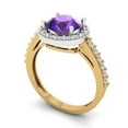 thumbnail image 2 of Clara Pucci 14K White/Yellow Gold Solid Gold Amethyst Halo Anniversary Ring for Women - 1.86 cttw Round Cut, 2 of 8