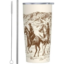 Western Desert Tumbler Cowboy Insulated Tumblers with Lid Straw Reusable Horse Coffee Travel Mug Tea Wine Cups Birthday Gifts for Women 20 Oz