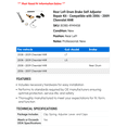 thumbnail image 2 of Rear Left Drum Brake Self Adjuster Repair Kit - Compatible with 2006 - 2009 Chevy HHR 2007 2008, 2 of 2