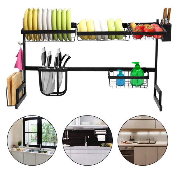 Over The Sink Dish Drying Rack, Large SingleTier Premium 304 Stainless Steel Dish Rack with