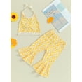 thumbnail image 2 of Suealasg Kids Girls 2 Piece Summer Outfits 6M 1T 2T 3T 4T Toddler Baby Girls Sleeveless Halter Neck Floral Print Tops +Flared Pants Child Girls Beach Clothes, 2 of 8