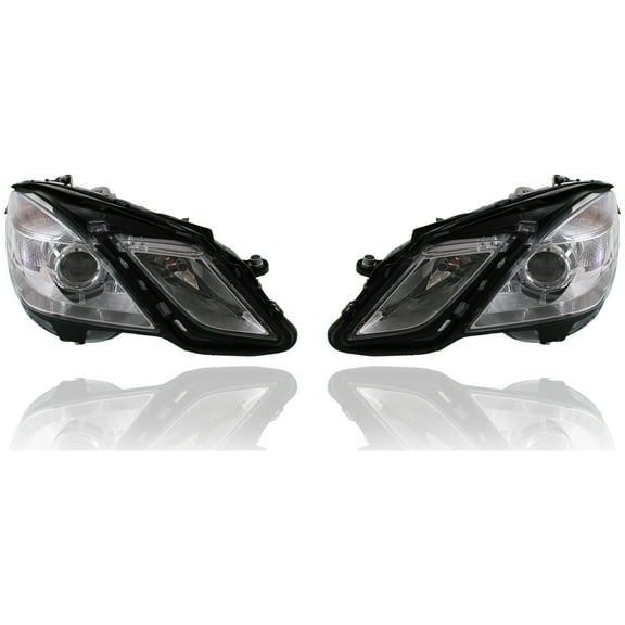 Headlight Assembly - TYC Fit/For 2128209661, 2128209561 10-14 Mercedes-Benz E-Class Sedan Halogen - Without Cornering Lamp, Pair, Left Driver   Right Passenger Set, NSF