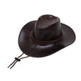 thumbnail image 3 of Sombrero de vaquero para hombre, sombrero de jazz de ala ancha con correa ajustable para la barbilla, duradero Café, 3 of 9