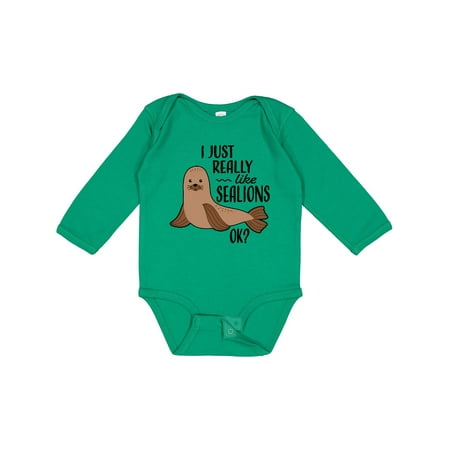 

Inktastic I Just Really Like Sea Lions Ok Gift Baby Boy or Baby Girl Long Sleeve Bodysuit