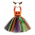 thumbnail image 6 of XQYLOS Girls Tulle Dress Pumpkin Flannel Sleeveless Halloween Outfit Tutu Cute Orange Kids Clothes Skirt Set, 6 of 9