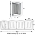 thumbnail image 5 of Freestanding Foldable Dog Gate for House Extra Wide Wooden White Indoor Puppy Gate Stairs Dog Gates Doorways Tall Pet Gate 4 Panels Fence 80‘’W x 24''H, 5 of 5