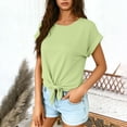 thumbnail image 5 of Craaazy Women's Relaxed Fit Summer Short Sleeve Topss, Round Neck Bow Knot Casual Shirt, Loose Fit Comfy Tee for Everyday Outfits Gifts, 5 of 7