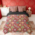 thumbnail image 2 of Erosebridal Mandala Paisley Bedding Comforter Set for Girls Women, Red Flower King Bedding Sets, Black Reversible 7pcs, 2 of 6