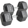 Pair 85 lb Black Rubber Coated Hex Dumbbells Weight Training Set 170 lb Fitness