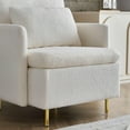 thumbnail image 6 of Modern Accent Chair, Comfy Sherpa Upholstered Armchair with Solid Wood Frame & Metal Legs, Single Reading Sofa Chair for Living Room Bedroom Waiting Room Office, White, 6 of 8