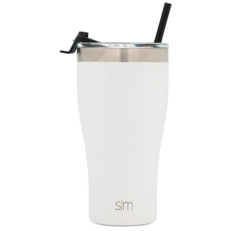Simple Modern 22oz Slim Cruiser Tumbler with Straw & Closing Lid Travel Mug - Gift Double Wall Vacuum Insulated - 18/8 Stainless Steel Water Bottle - Winter White