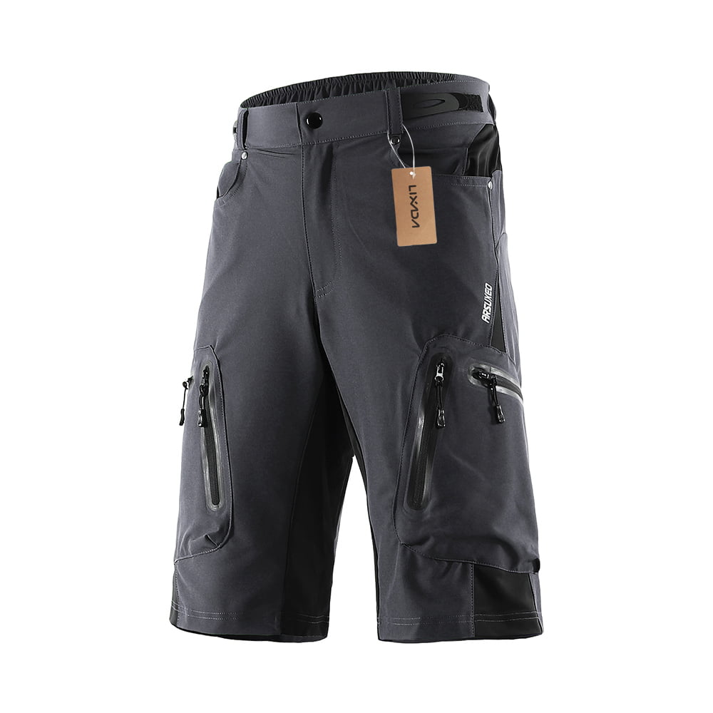 Jintime Mens Baggy Bicycle Shorts Zippered Pockets for Outdoor Cycling Running Cropped Pants 　 