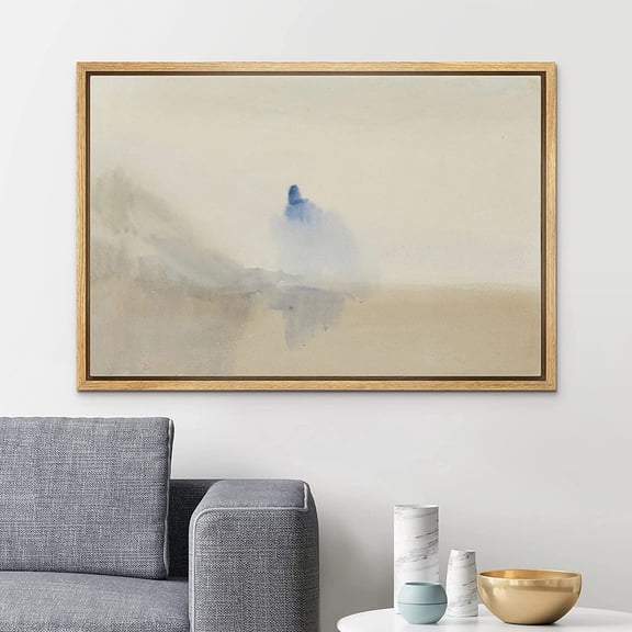 PixonSign Framed Canvas Print Wall Art Pastel Watercolor Paint Stroke Landscape Nature Wilderness Illustrations Modern Art Decorative Minimal Rustic for Living Room, Bedroom, Office - 16"x24" NATURAL