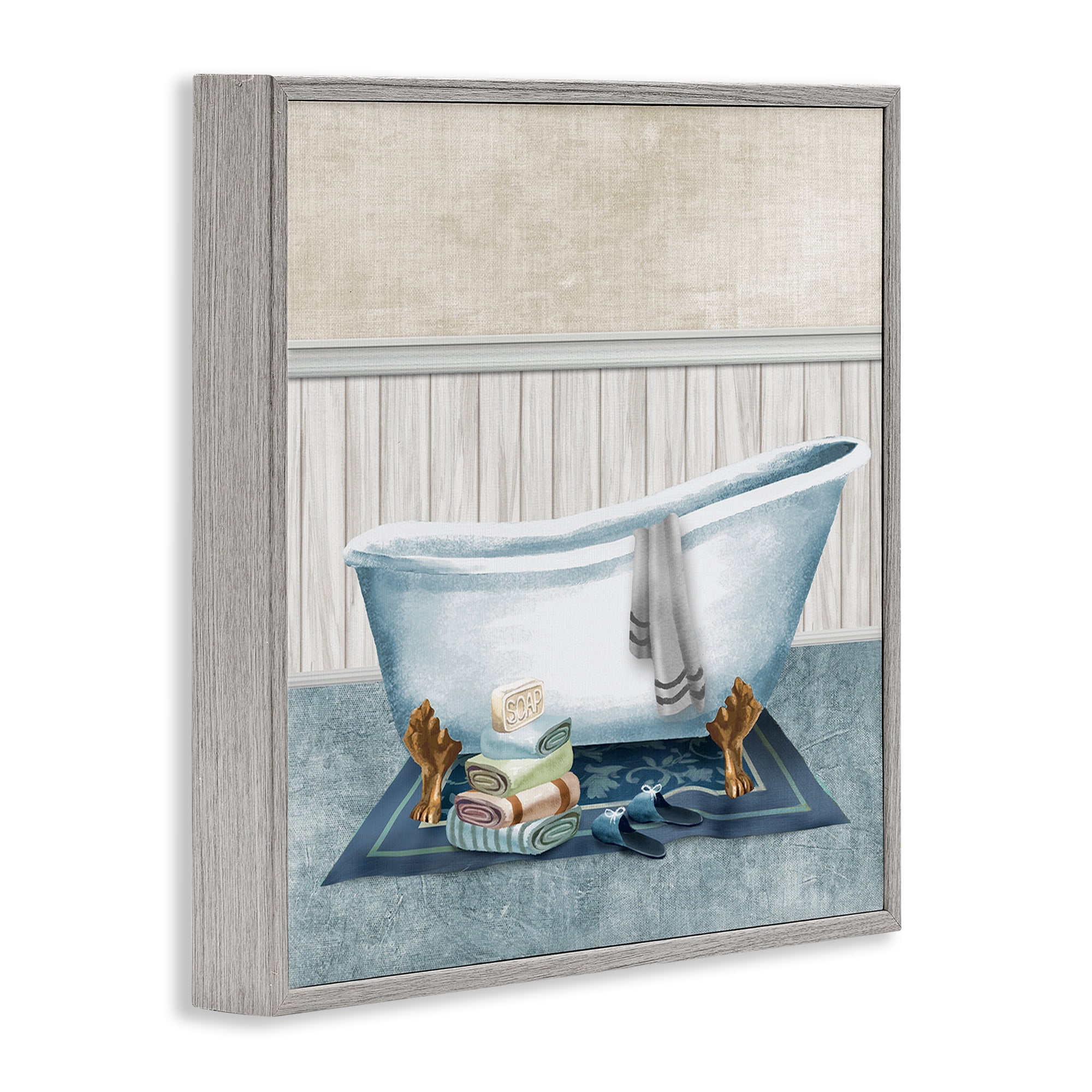 Stupell Industries Cozy Clawfoot Bathtub Spa Gray Framed Giclee Art, design by Conrad Knutsen