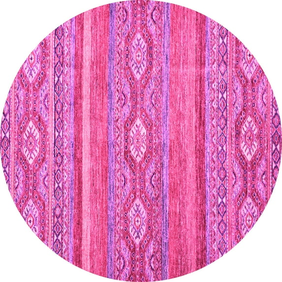Ahgly Company Indoor Round Abstract Pink Modern Area Rugs, 6' Round