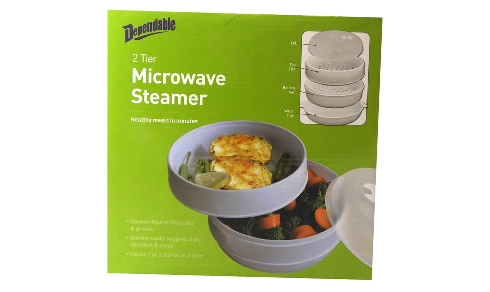 2 Tier Microwave Steamer Healthy Cooking Quick Fast Vegetables, Fish
