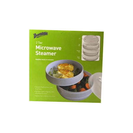 2 Tier Microwave Steamer Healthy Cooking Quick Fast Vegetables, Fish, Shellfish Oil Free