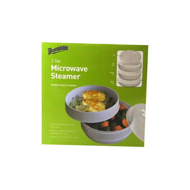 2 Tier Microwave Steamer Healthy Cooking Quick Fast Vegetables, Fish
