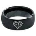 thumbnail image 2 of Tungsten Bicycle Chain Gear Heart Band Ring 8mm Men Women Comfort Fit Black Dome Brushed Polished, 2 of 4