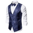thumbnail image 2 of IDALL Vest for Men Dress Shirts for Men Suits Suit Vest V Neck Silm Fit Floral Formal Suit Waist Coat Lightweight for Wedding Prom Business Suit Comfort Colors Tshirt Navy S, 2 of 4