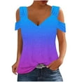 thumbnail image 2 of Fiudx Ofertas y Liquidaciones Blusas con Cuello En V y Hombros Descubiertos para Mujer, Top de Manga Corta, 2 of 5