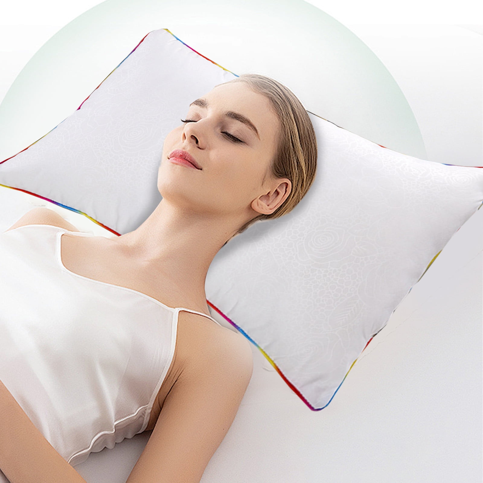 AuroraX White Decorative Bed Pillow Medium Soft Cooling Single Huge Overfilled Queen Bed Pillow for Side and Back Sleep Standard Bed Pillow Decor Gift for Mom