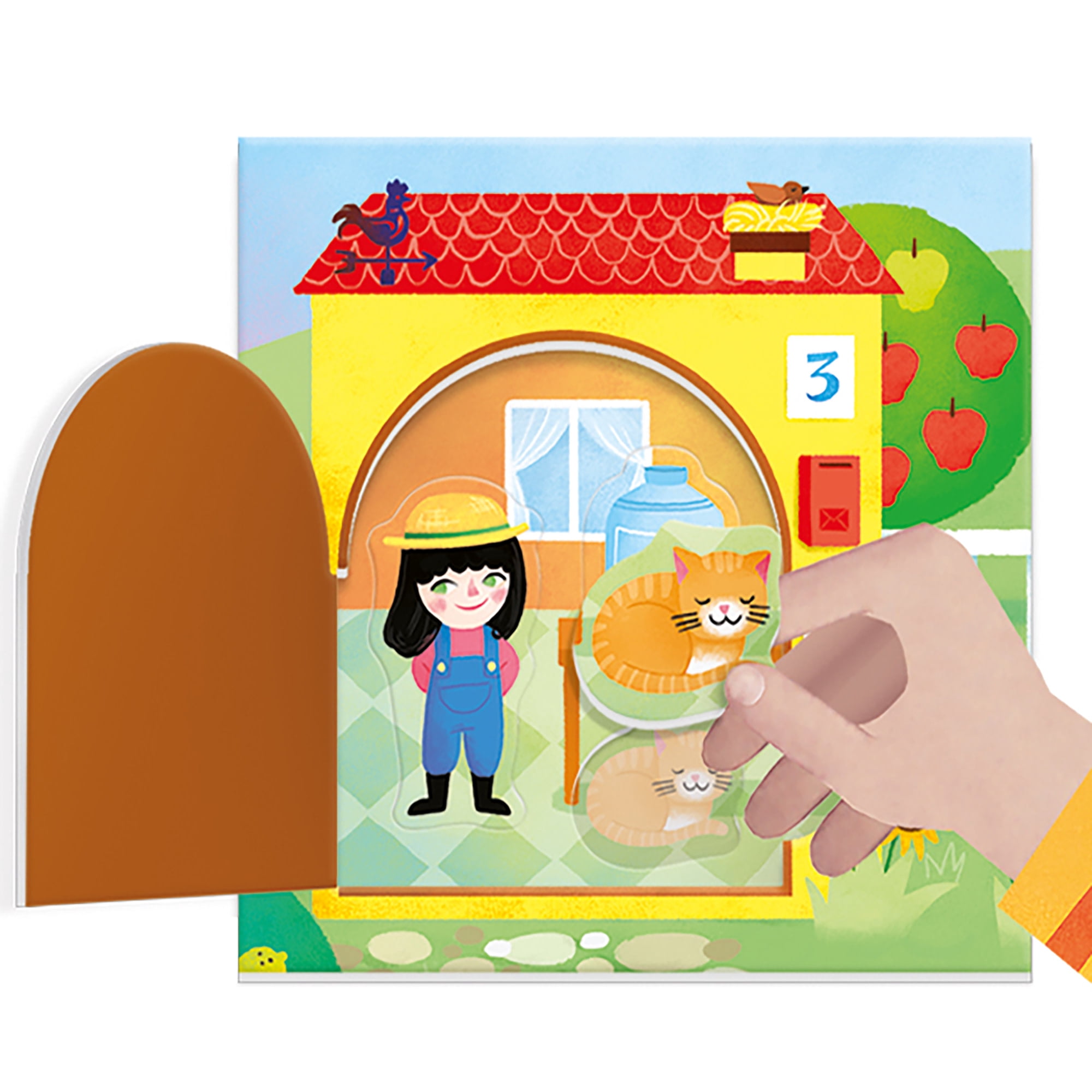 Headu: Peekaboo Baby Farm - Observation & Memory Game, Animal Tile Shape Matching, Open-Close Scene Panels, Manual Lock & Key Activity, Toddlers 2-5