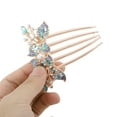 thumbnail image 3 of 1 Pc Women Two Flowers Hair Insert Comb for Straight Thick Wavy Curly Hair Blue Alloy Rhinestone, 3 of 3