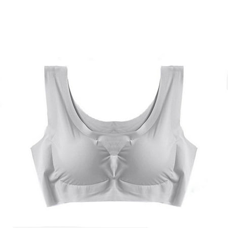 YanQiao Womens Bra Non Slip Bras Push Up Wireless Padded Bras Supportive Seamless Bra Comfortable Sport Bra 3XL Gray