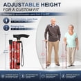 thumbnail image 3 of SupreGear Folding Walking Cane with T-Handle, Lightweight Adjustable Mobility Stick, 5 Height Settings,Red Floral, 3 of 8