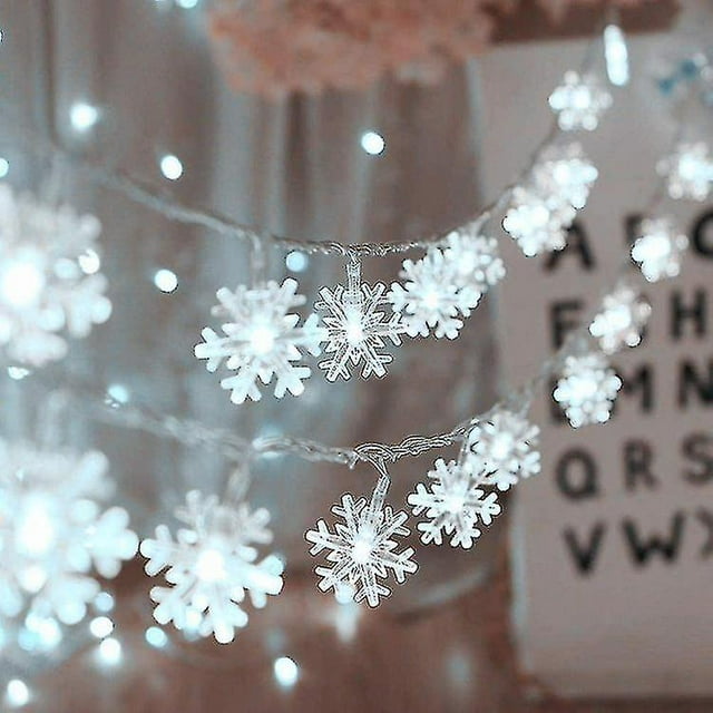 Luces navideñas, guirnaldas de luces con forma de copo de nieve, luces de cuento de hadas, alimentadas por pilas