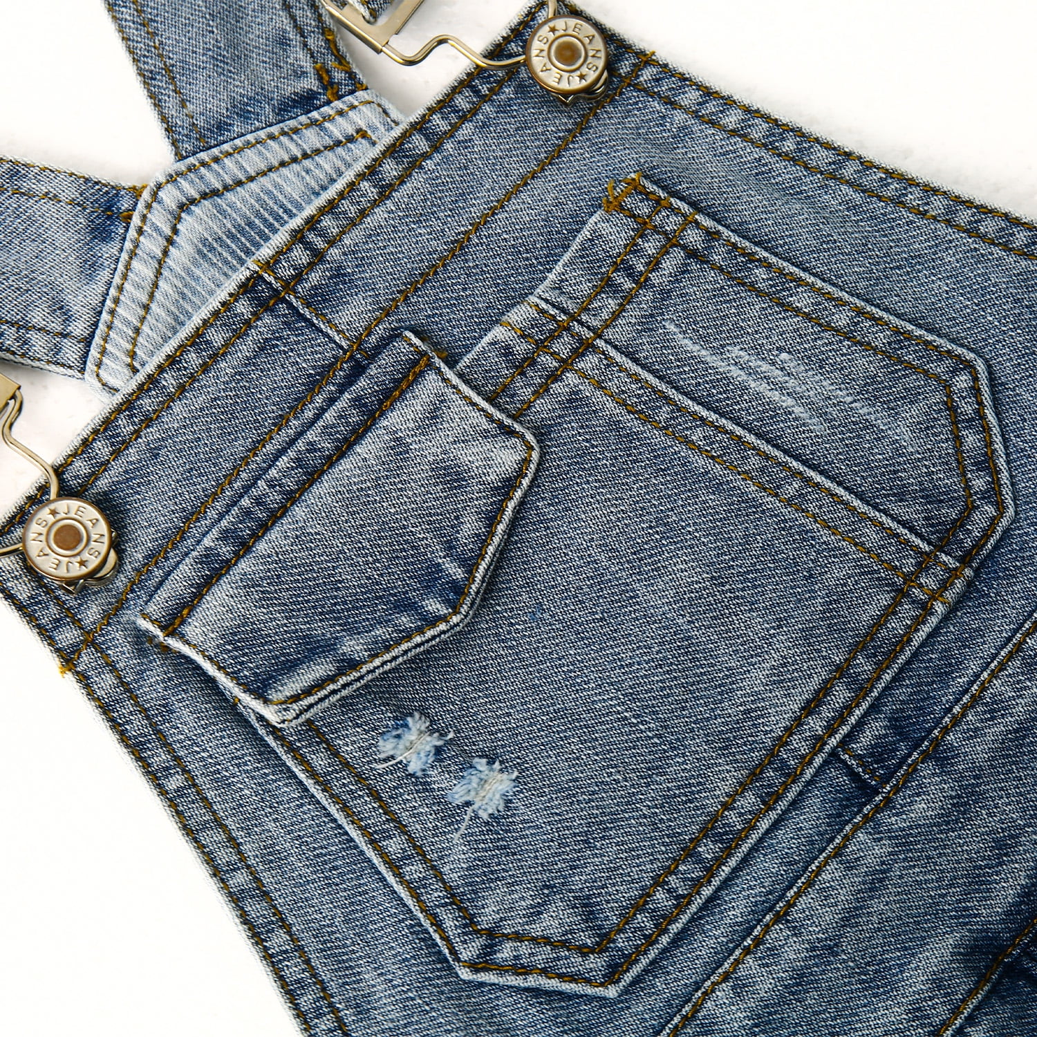 KIDSCOOL SPACE Girls Denim Skirts,Baby Girls Ripped Soft Stretchy Jeans Overall Dress,Light Blue,6-9 Months