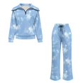 thumbnail image 6 of TSOVTHRID Light Blue Star Print Matching Outfits for Women Half Zip Pullover Wide Leg Sweatpants Set with Pockets Fall Winter Casual Loungewear Travel Airport Sweatsuits, 2XL, 6 of 9