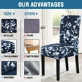 thumbnail image 5 of Stretch Dining Chair Covers Set of 6 Chair Covers for Dining Room Parsons Chair Slipcover Chair Protectors Covers Dining, Feature Modern Floral Printed Design, Navy, 5 of 6