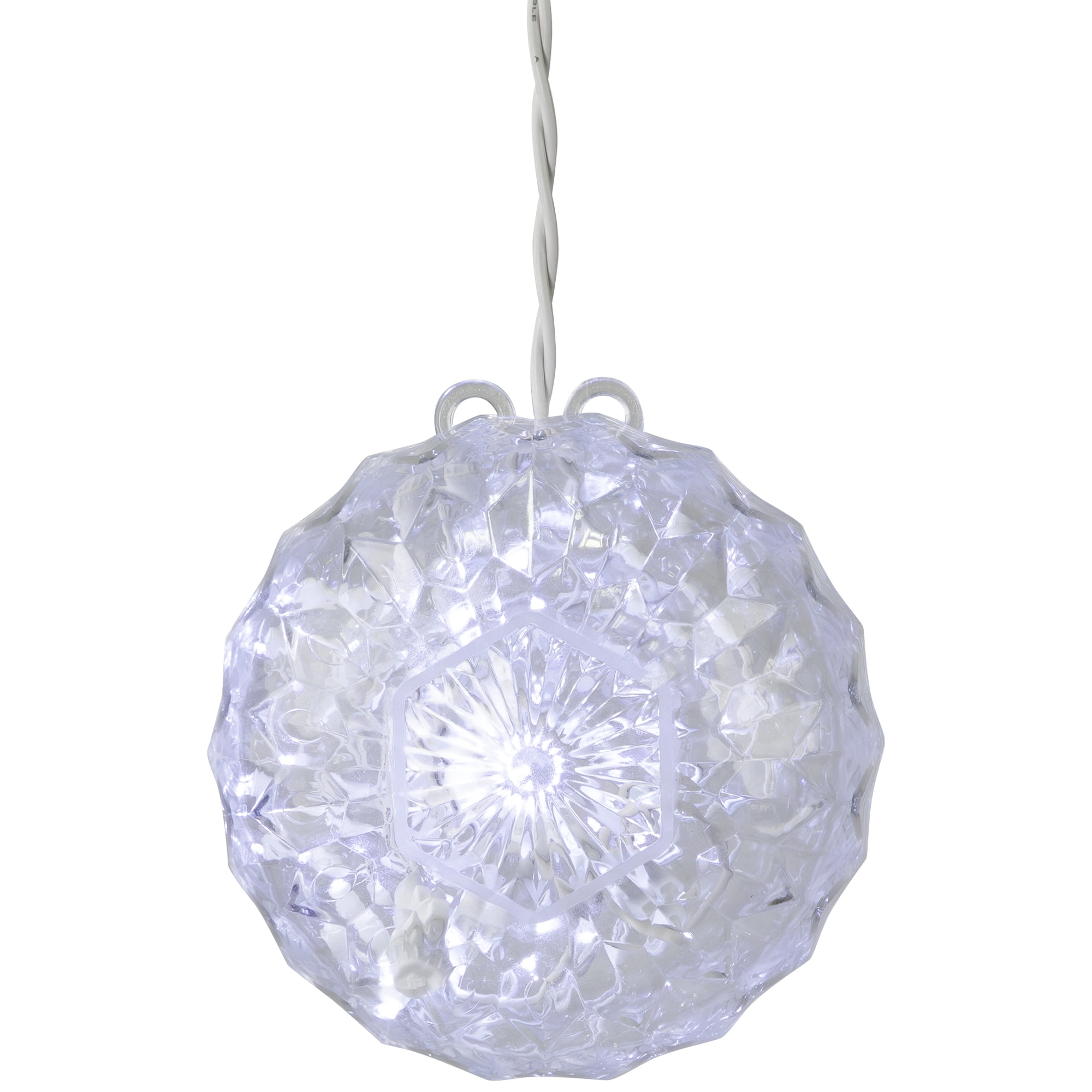 6" Clear LED Hanging Crystal Sphere Ball Outdoor Christmas Decoration