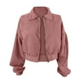thumbnail image 4 of Women's Jackets Womens Fall Jackets Womens Fashion Corduroy Lapel Solid Color Long Sleeve Cropped Jacket Zip Coat, 4 of 4