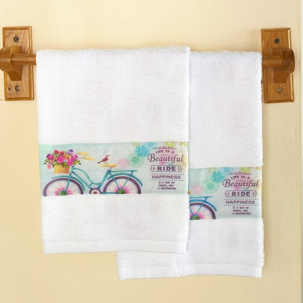 Bicycle Themed Hand Towels For Bathrooms Life Is A Beautiful Ride Set Of 2 Walmart Com Walmart Com