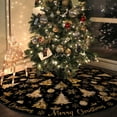thumbnail image 4 of EWASWON Christmas 48 Inch Black and Gold Christmas Tree Skirt - Plush Polyester with Snowflake & Merry Christmas Print - Festive Holiday Decor, 4 of 6