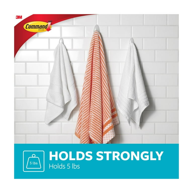 Command Large Towel Hooks Value Pack, Frosted, 3 Hooks Command Large Towel Hooks Value Pack, Frosted, 3 Hooks