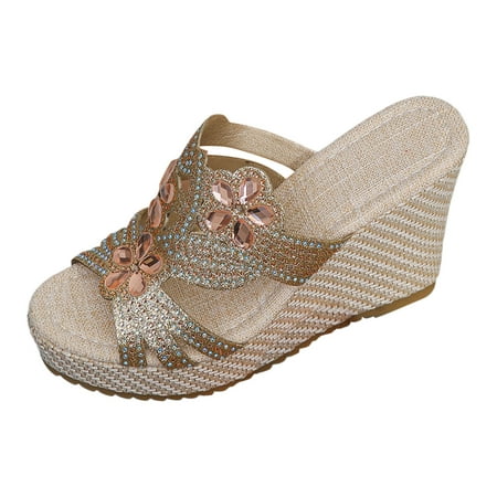 

Jungdeepe Ladies Summer Rhinestone Bright Leather Thick Bottom Large Size Slope Heel Sandals Slippers Womens on Sandals Size 5 Earth Spirit Sandals for Women Size 91/2 Sequin Sandals for Women