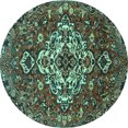 thumbnail image 1 of Ahgly Company Indoor Round Persian Turquoise Blue Traditional Area Rugs, 7' Round, 1 of 4