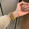 thumbnail image 3 of Woolen Band for Apple Watch Series 10 9 8 7 6 5 4 3 2 1 SE & Ultra 2 1 , Floral Print Leather Slim Band Adjustable Breathable Soft Strap for Women Girls iWatch 44/45/46/49mm/42mm(Series 1 2 3), Yellow, 3 of 5