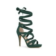 thumbnail image 1 of BLISSFUL STEP Strappy Platform Lace Up Stiletto Heels Sandals for Women Green 7, 1 of 7