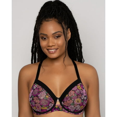 

Sheer Mesh Full Coverage Unlined Underwire Bra - Retro Roses