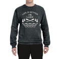 thumbnail image 2 of Wild Bobby, Life Is Better At The Lake, Unisex Crewneck Graphic Sweatshirt, Heather Black, X-Large, 2 of 4