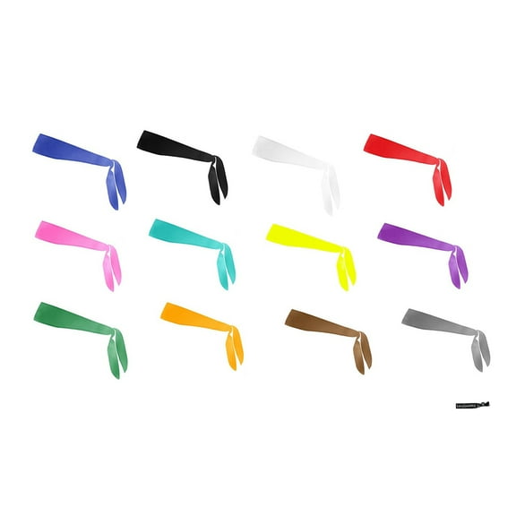 Kenz Laurenz Sports Headbands Tie Back 12 Moisture Wicking Athletic Head Sweat Band Assorted Colors